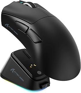 ATTACK SHARK V3 Pro Mouse Gamer Sem Fio Ultraleve 62g com Base de Carregamento Magnética RGB, Sensor 25K DPI, 1000Hz, Bluetooth/2.4G/USB-C, Programável para PC Mac, Preto