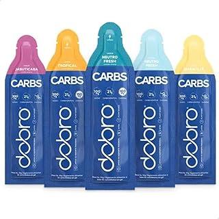 Carbs Gel Starter Pack, Combo de 5 Sabores: Neutro Fresh, Neutro Fresh com Cafeína, Tropical com Cafeína, Jabuticaba e Maracujá