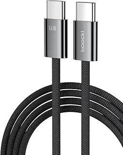 Cabo Toocki Ringo USB C com Carregamento Rápido - 60W 3A - Compatível com Android, MacBook e IPhone 15 (Preto, 2 Metros)