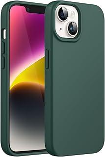 JETech Capa de Silicone para iPhone 14 6,1 Polegadas, Case Protetora para Corpo Inteiro com Toque Suave e Sedoso, Capinha à Prova de Choque com Forro de Microfibra (Verde Meia-Noite)