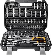 Jogo de Soquetes 1/4” e 1/2” com 94 Peças Fasterr FST002 | Catracas, Bits e Extensões | Maleta Reforçada