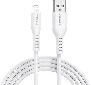 Geonav Cabo de Silicone USB-A para Lightning, carregamento até 12W, Silicone resistente, 1,5m, ESLISWT, Branco