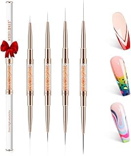 Pincéis para Nail Art Modelones, Kit de Pincéis Super Finos para Unhas, Ponta Dupla 7/11/15/20mm para Esmalte em Gel, Linhas Finas, Detalhes Precisos, Desenho Fino, Pintura, Design, Acrílico, Cabo com Strass, Uso em Salão e Faça Você Mesmo com 15% de desconto por R$ 67,14 na amazon