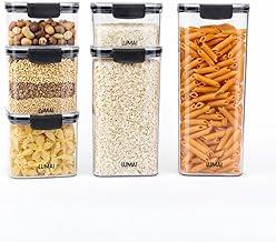 Kit 6 Potes Herméticos LUMAI, Organizador de Alimentos com Vedação em Silicone, Livre de BPA, Transparente, Empilhável, para Cozinha e Freezer