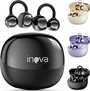 INAVA Fone de Ouvido de Nova Geração,Bluetooth 6.0,50h de Autonomia,À Prova d'Água IPX6,Microfone ENC,Conforto Leve para Esportes,Orelhas Pequenas e Óculos (Preto)