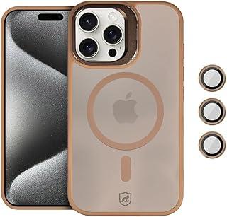 Gshield Capa Case Capinha Titanium Desert com Protetores de Lente e Alça Suporte Elevada na Câmera, Compatível com MagSafe para (Bege, iPhone 15 Pro Max)