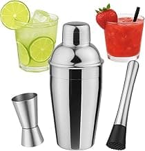 Kit Caipirinha Inox Profissional 3 Peças – Coqueteleira 500ml, Socador e Medidor – Ideal para Drinks, Coquetéis e Caipirinhas em Casa