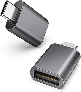 Syntech Pacote de 2 adaptadores USB C para USB, USB 3.0 fêmea para Thunderbolt 4/3 compatível com MacBook Pro Air 2024, Surface, iPad, iPhone, Galaxy Notebook, XPS e mais dispositivos tipo C, cinza