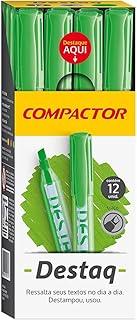 Caneta Marca Texto, Compactor 1753003, Verde, Pacote de 12