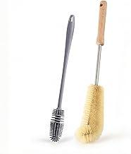 Kit 2 Escovas Limpeza Garrafa Mamadeira Longa Silicone Nylon Cabo Madeira Esterilizável 30cm 39cm