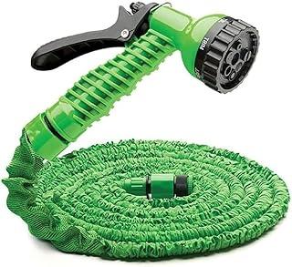 Mangueira Jardim Expansível 12 Metros, Super Resistente com 7 Tipos de Jatos d'Água - Versátil para Jardim, Quintal e Limpeza (Verde)