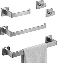 Toalheiro para Banheiro 5 Peças em Aço Inoxidável Premium, Kit Banheiro, Porta Toalhas de Parede (Escovado)