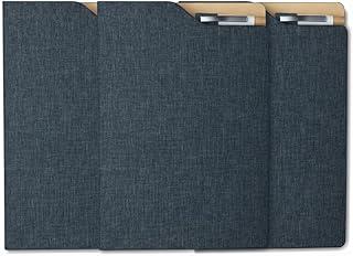Caderno de Anotações Executivo com Capa Dura em Material Reciclável, 80 Folhas Pautadas Bege, Suporte para Caneta, 21,3x14,5cm (3, Azul)