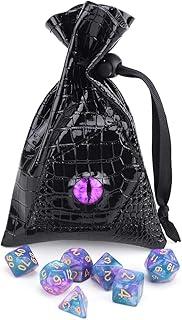 Bolsa Saco Saquinho Porta Dados Preta com Olho De Dragão Roxo Para Rpg de Mesa Boardgames