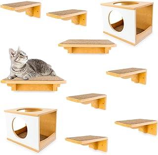 Playground Para Gatos 10Pçs Premium Resistente Já Montado Com Kit Fixação (Frente Branca)