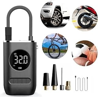 Compressor de Ar Portátil e Digital, Bomba De Ar para Carro Moto Bicicleta Bola Inflável, Com Led, Carregamento via USB