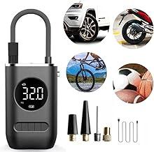 Compressor de Ar Portátil e Digital, Bomba De Ar para Carro Moto Bicicleta Bola Inflável, Com Led, Carregamento via USB