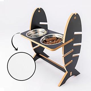 Comedouro Gato Elevado Duplo com Ajuste de Altura Resistente (Branco)