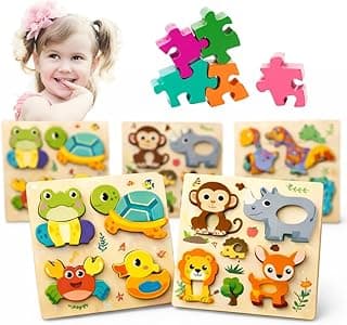 Kit 2 Quebra-Cabeças Infantil de Madeira – Animais Coloridos, Educativo e Divertido, Estimula Coordenação Motora e Desenvolvimento Cognitivo, Ideal para Crianças 2+ Anos