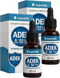 ADEK Vitaminas Lipossolúveis Gotas 20 ml - kit com 2 Unidades Vitamina A+ D3+ K2 + E