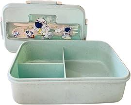 Marmita Infantil Escolar com 3 Compartimentos, Lancheira Crianças Com Talheres E Divisórias, Menino e Menina (Azul)