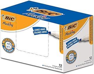 Pincel Marcador BIC Marking, Ponta Redonda, Azul, 904401, 12 unidades