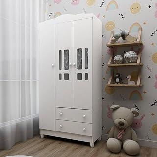 Guarda Roupa para Bebê 3 Portas 2 Gavetas Ariel Carolina Baby Branco