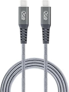 Cabo USB-C + USB-C I2GO 2m 3A Nylon Trançado Chumbo - I2GO PRO
