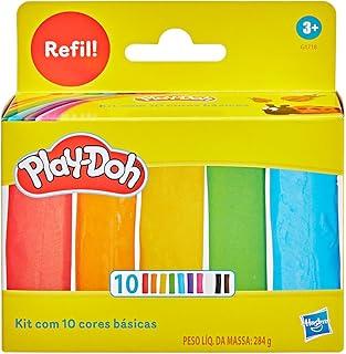 Play-Doh Kit com 10 cores básicas de massinha, refil, presente e lembrancinha de amigo secreto para crianças acima de 3 anos