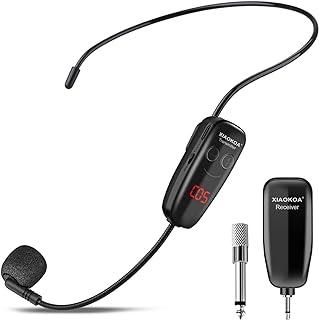 Microfone Sem Fio, Sistema de Microfone de Montagem em Cabeça UHF, Receptor Transmissor Recarregável com Display Digital LED, Adequado para Ensinar Guia Turístico de Instrutor de Fitness