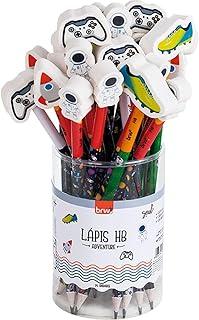 Lápis Preto, Redondo, HB, Adventure, com Borracha, 4 Modelos, Embalagem com 24, BRW