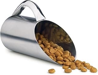 Pet Studio Colheres para animais de estimação com acabamento fosco de aço inoxidável — Conchas convenientes para ração seca de cães e gatos – 1,4 m, 355 ml