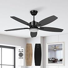 Ventilador de Teto 106cm com Controle Remoto, Luz LED e 6 Velocidades, Bivolt 110V/220V, Ventiladores para Sala e Quarto, Preto