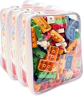 Kit 3 Organizador Brinquedos Zíper Empilhável Bloco Montar