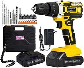 Furadeira e Parafusadeira de Impacto Sem Fio 21V com LED, 2 Baterias Recarregáveis Bivolt e 32 Acessórios - Maleta Completa para Uso Profissional e Doméstico