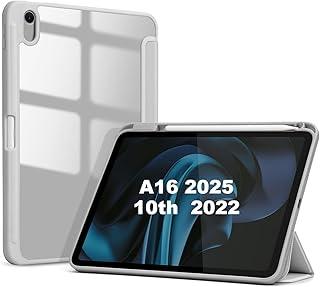 Capa para iPad (A16) de 11 polegadas (2025) e iPad de 10,9 polegadas (2022), com suporte fino, traseira rígida em policarbonato e função de ativação/desativação automática (Cinza)