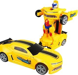 Genérico Carro Transformável em Robô com Som e Luzes LED Brinquedo Interativo Inteligente (Amarelo)