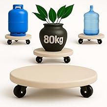 Suporte para Vasos de Plantas 30cm com Rodízios de Polietileno Giratórios Base em Cimento Reforçado – Suporta até 80kg | Linha Essencial | Compacta | Rústica | Funcional | by Ateliê TH Wood Art.