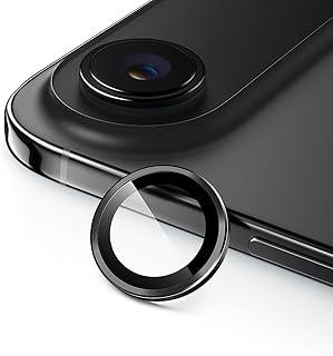 JETech Protetor de Lente de Câmera para iPhone Air, Anel Individual de Metal de Vidro Temperado 9H, Bandeja de Rápida Instalação, HD Claro, 1 Conjunto (Preto)