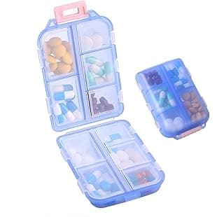 Porta Comprimidos 10 Divisórias Compartimentos Individuais Organizador de Medicamentos Suplementos Vitaminas Portátil Azul Compacto para Viagem Bolsa Mochila Mala