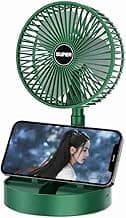 Ventilador de Mesa Dobrável Reclinável Silencioso 3 velocidades, Tamanho Ajustável (Verde)