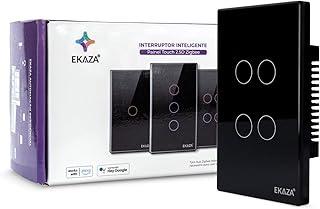 EKAZA Interruptor Inteligente, Touch, borda 2.5 D, Zigbee, 4 Botões, Preto, Compativel com Google home e Alexa -EKGC-T307-4PZ