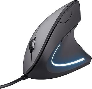 Trust Verto Mouse Vertical com Iluminação LED – Mouse Ergonômico para Mão Direita, Sensor Óptico, Ideal para PC e Notebook, Cabo USB de 1,5 m, Preto