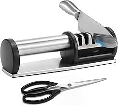 Afiador de Facas LUMAI Detroit, 4 Estágios, Aço Inoxidável, para Facas e Tesouras, 22cm x 6,5cm, Prateado