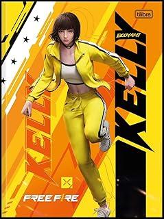 Kit de Caderno, Brochura Universitário, Capa Dura, Free Fire, 80 Folhas, Tilibra, Pacote com 5 Unidades