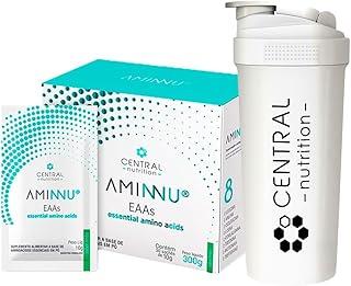 Aminnu - Aminoácidos - Sabor Limão - Caixa com 30 sachês de 10g - Central Nutrition + Coqueteleira Exclusiva