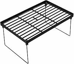 Prateleira Organizadora Dobrável para Armário e Bancada 32x20x16cm — Suporte Empilhável Multiuso em Plástico e Metal para Cozinha, Despensa, Banheiro e Escritório (Preta)