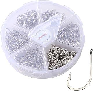 Kit 300 Anzóis Brancos-Prateados, 10°-15°, 50 Unidades de Cada Tamanho, para Pesca de Tilápia, Lambari e Carpa