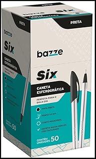 Caneta Esferografica Bazze SIX Preto Caixa 50 Unidades
