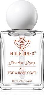 modelones 3 Em Um Esmalte Base Top Coat Fortalecedor E Crescimento De Unhas, 15 Ml Esmalte Transparente De Secagem Rápida Brilho Duradouro Resistente A Lascas E Desbotamento Unhas Proteção Cuidado,